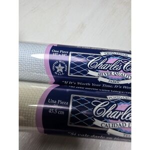 Charles Craft Lt Blue AND Ant White Cross Stitch Fabric 14 Count 15" x 18" Piece